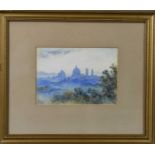 F M Lyton (19th century): view of Florence at dusk, watercolour, signed, 12 by 17cm.