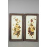 A pair of Victorian paintings on glass of flower sprays, 45 by 19cm.