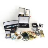 A group of costume jewellery and watches to include a Martin James necklace and earring set,