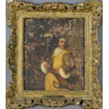 An early 18th century style portrait of a gentleman holding a goblet of wine, oil on panel, 24 by