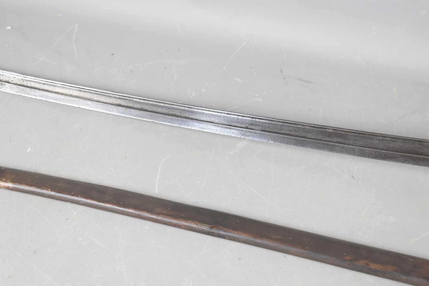 A 19th century Argentinian, French made cavalry sword, the slightly curved, fullered blade marked - Image 3 of 4
