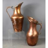 Two similar tall Iranian/Middle Eastern jugs, of baluster form, one partially silvered with with