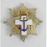 A Spanish Order of Naval Merit enamel breast star medal.