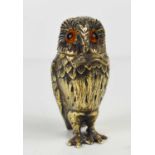 A Tiffany & Co silver gilt novelty owl salt with amber glass eyes, and a hinged head, with the