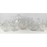 A selection of crystal and glassware, to include bon bon dish and cover, baskets, pedestal fruit