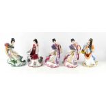 A group of five Danbury Mint figurines by Lena Liu: The Chrysanthemum Princess, The Iris Princess (