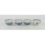 A group of 18th century Worcester first period china twa bowls, all with crescent moon marks to