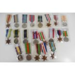A collection of WWII and later medals to include an Imperial Service Medal to Harry Carter, India