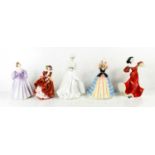 Five porcelain ladies, to include Coalport Ladies of Fashion Tina, Romany Dance, Royal Doulton A