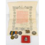 A WWI medal group to Driver Walter Carter, T4/084264, Army Service Corps together with a token