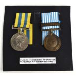 A United Nations Korea Service Medal and the Korea medal awarded to Fusilier R. Hawksby 22352514