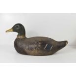 A 19th century carved and painted decoy duck, 40cm long.