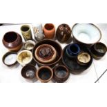 Keith Maplestone (20th century): a selection of Studio pottery, all initialled KM, to include bowls,