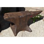 An antique cast iron blacksmiths anvil.