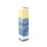 Helle Videvik( Estonian 1945- ): A square form vase with blue and cream glazes, 30cm tall.