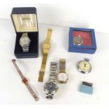 A group of watches and pocket watches some vintage to include Seiko, Timex, Accurist and Smiths