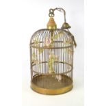 A brass effect birdcage ceiling light of domed form, 60cm high.