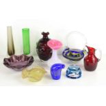 A group of art and studio glass including a Baccarat paperweight, of The Duke of Edinburgh, designed