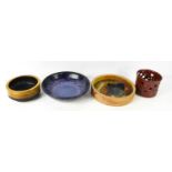 A group of Studio pottery, to include a bowl by Conny Walther (20th century, Scandinavian), a purple