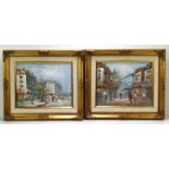 Two oil on board paintings depicting Parisian scenes, signed Powell lower right the other signed