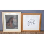 A framed and glazed pastel drawing of a horse by Norman Rossiter together with a signed limited