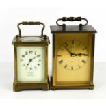 An E.J Vokes of Bath brass carriage clock, made in Paris, with Arabic dial, together with a Seiko
