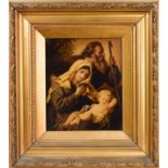 A Victorian reverse painting on glass depicting religious scene, 23 by 19cm.