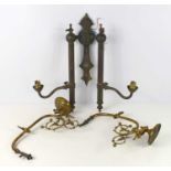 A pair of early 20th century wall sconces for gas lights, 38cm, together with a twin arm wall