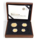 A Royal Mint 2011 Britannia Four-Coin Gold Proof Set, 1oz, 1/2oz, 1/4oz and 1/10oz, cased with