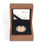 A Royal Mint 2010 "Belfast" gold proof £1 coin, 19.619g, with certificate and case.