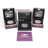 Three Royal Mint silver coins, comprising of The Longest Reigning Monarch 2015 Silver Proof Piedfort