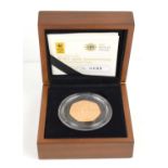 A Royal Mint "WWF 50th Anniversary" 2011 Gold Proof 50p Coin, 15.5g, with certificate and case.