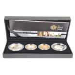 A Royal Mint 2009 UK Silver Proof Piedfort Four-Coin Collection, including a Kew Gardens 50p, with
