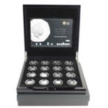 A Royal Mint UK Silver Proof Collection of sixteen 50p coins, all dated 2009 to celebrate the 40th