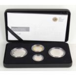 A Royal Mint 2008 Silver Proof Piedfort Four-Coin Collection, comprising of £1, £2 and two £5 coins,