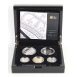 A Royal Mint 2010 United Kingdom Silver Piedfort Coin Set, comprising of £5, £2, £1 and 50p, with