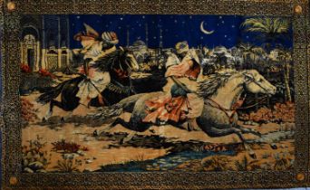 A mid 20th century wall hanging, purchased from Aden, in the 1950's and depicting a scene from One