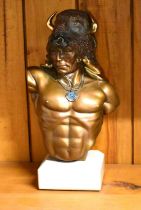 A limited edition metal sculpture of a Native American warrior, 25cm high, made by Icarus 1993,