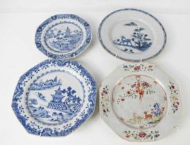 A Chinese Canton Famille Rose plate, of octagonal form and simply decorated with deer, 22cm