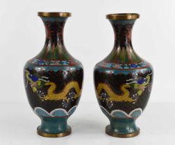 A pair of Chinese cloisonne vase, bases unsigned, 23cm high.