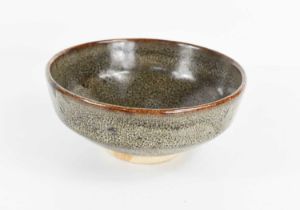 A Chinese stone-ware mottled glaze bowl, with impressed mark to base, 15cm diameter.