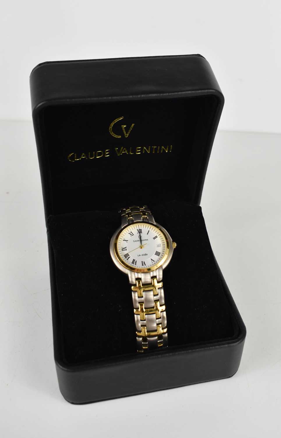 A Claude Valentini, La-Zoer, 18ct gold plated, gentleman's wristwatch, the signed dial with Roman