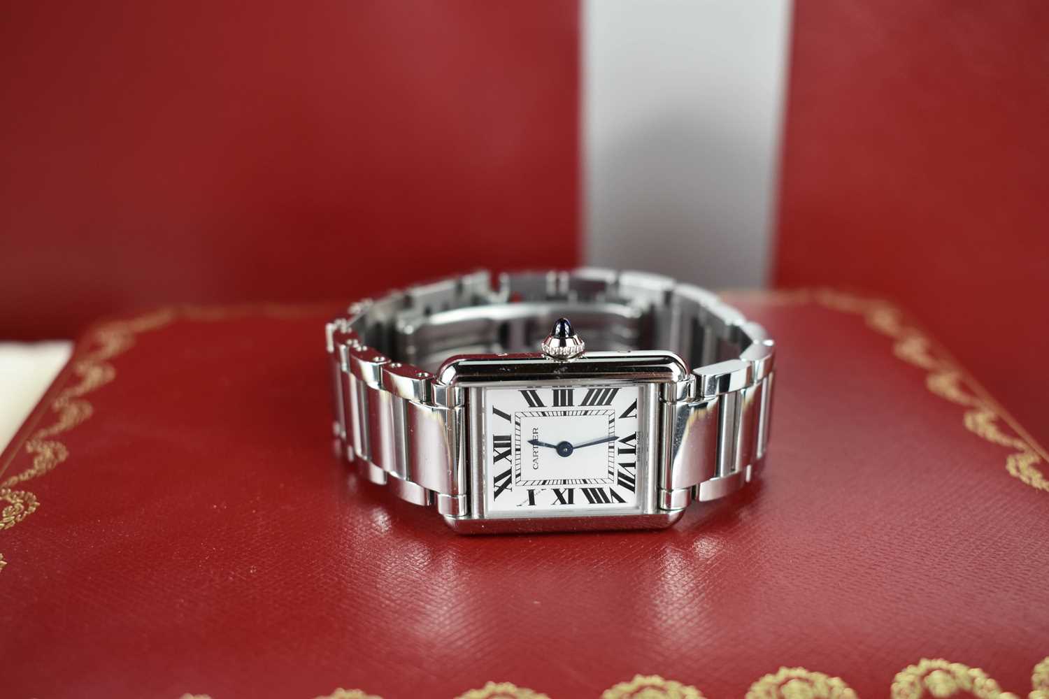 A Cartier Tank Must wristwatch in stainless steel, with a crystal glass front, Roman numeral - Image 6 of 12