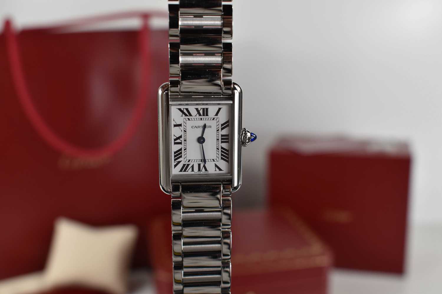 A Cartier Tank Must wristwatch in stainless steel, with a crystal glass front, Roman numeral - Image 3 of 12
