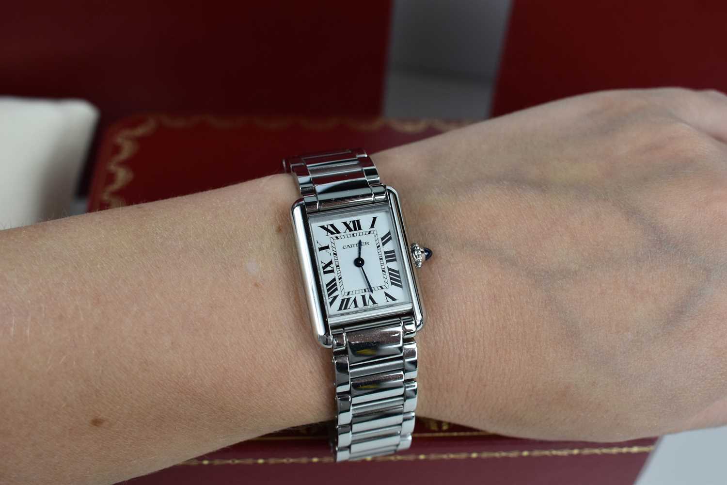 A Cartier Tank Must wristwatch in stainless steel, with a crystal glass front, Roman numeral - Image 5 of 12