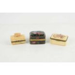A group of 20th century small trinket or snuff boxes, comprising two French bone examples, one