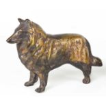 A 20th century bronze collie dog, no apparent signature, 18cm long.