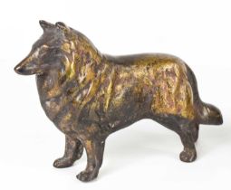 A 20th century bronze collie dog, no apparent signature, 18cm long.