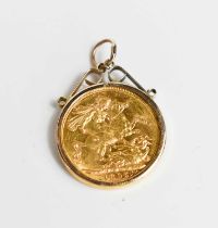 A Queen Victoria full sovereign, dated 1895, in 9ct gold pendant mount.
