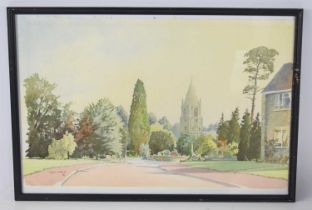 Cyril. J. Mayes (British 20th century): a Stamford church view, watercolour on paper, signed and